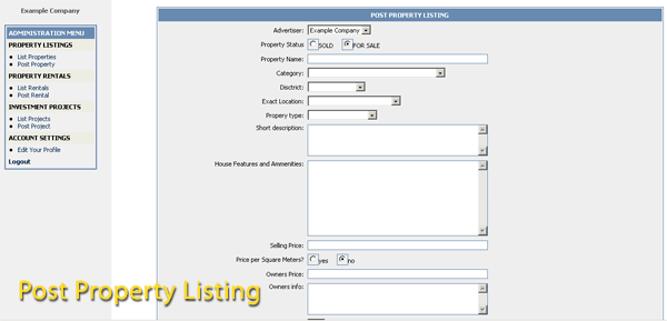 Invest Bulgaria Admin Panel Property Posting Screenshot